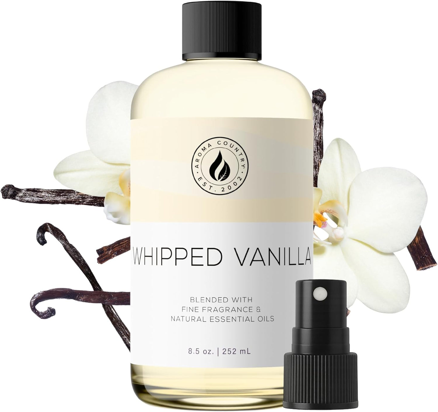 Aroma Country Whipped Vanilla Diffuser Oil - Luxury Essential Oils for Diffuser Refill & Air Freshener Room Spray - Long-Lasting & Natural Home Fragrance, Vanilla Oil for Diffusers (8.5 Fl. oz)