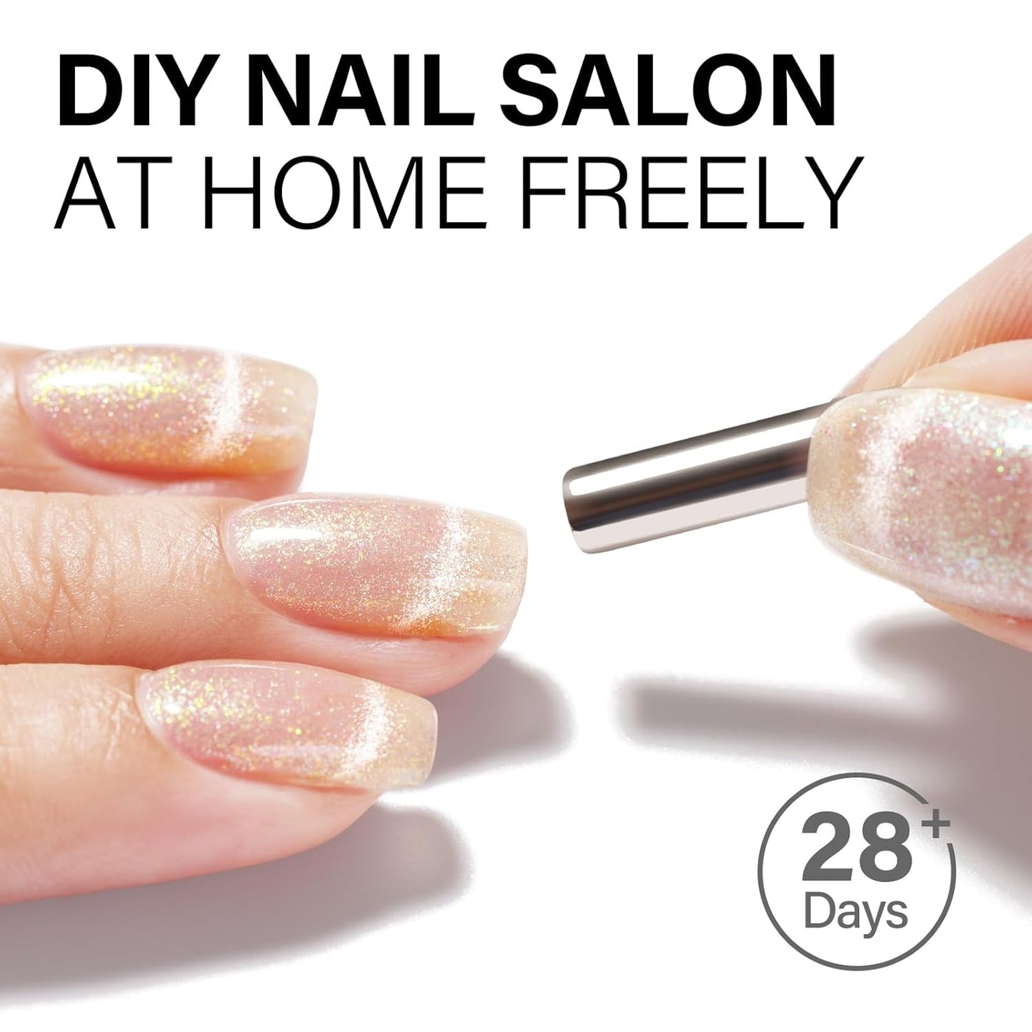 AILLSA Cat Eye Gel Nail Polish Nude Glitter Gel Polish Iridescent Holographic Gold Fall Gel Polish Gel Shimmer Sparkle Soak Off U V Gel with Magnet Stick for Nail Art Salon DIY at Home 0.27 Fl Oz GE29