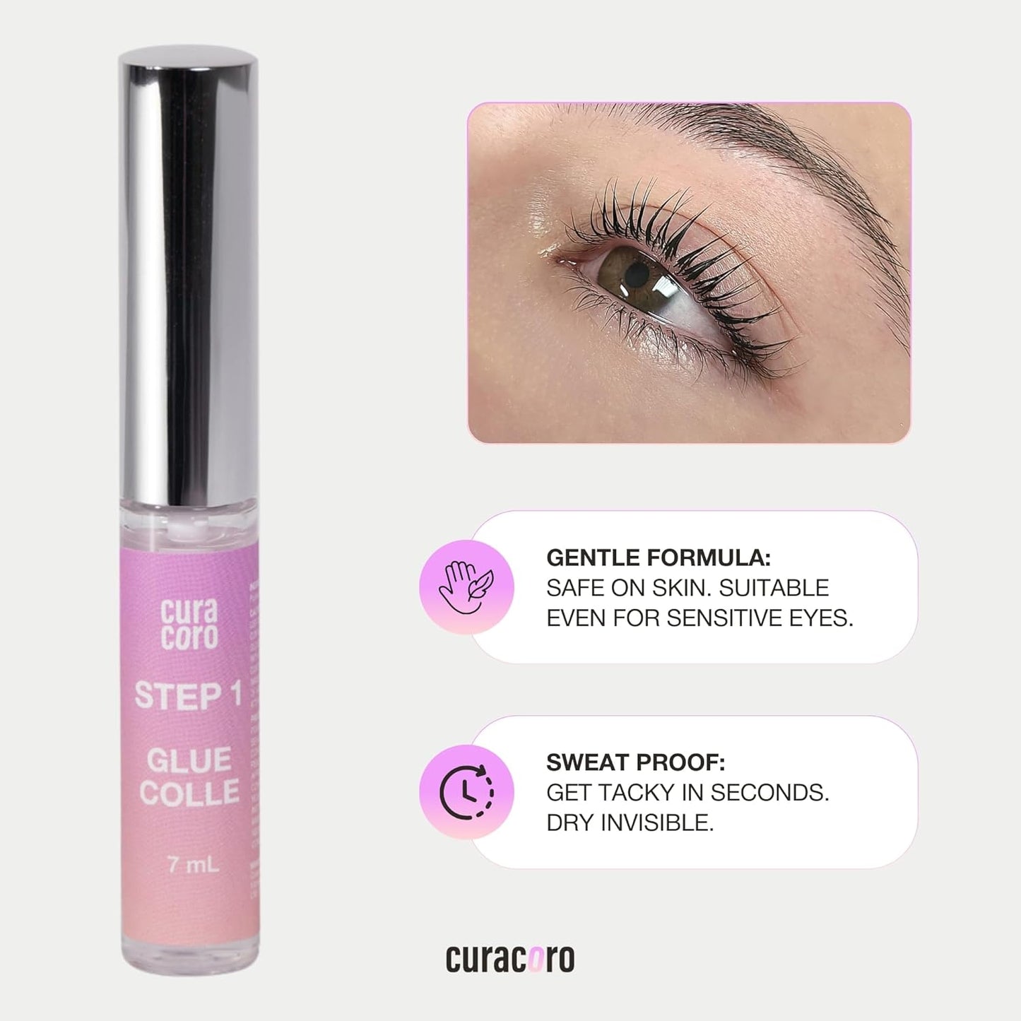 Curacoro Lash Lift Fixation Lotion - Professional Eyelash Perm Kit, Semi-Permanent Lash Curling, Nourishing Collagen, Hygiene Safe & Easy to Clean, Professional Use (Step 3)