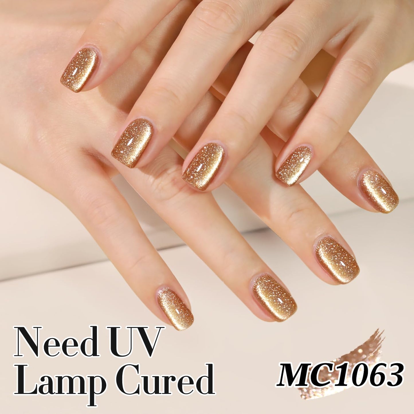 Double Rhythm 15ML Glitter Glass Cat Eye Gel Polish with Magnet Holographic Glitter Shimmer Translucent Sheer Color Salon Soak Off Magnetic Gel Polish at Home (Coffee Brown-MC1063)