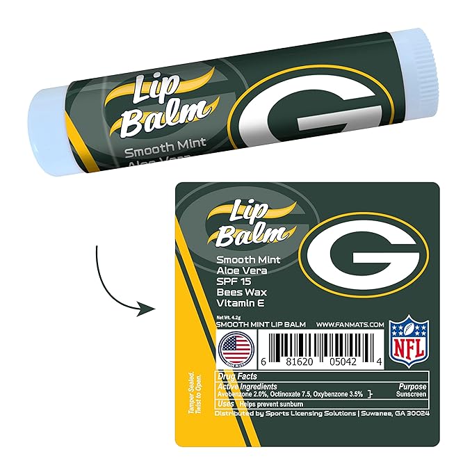 FANMATS 34658 Green Bay Packers Smooth Mint SPF 15 Lip Balm