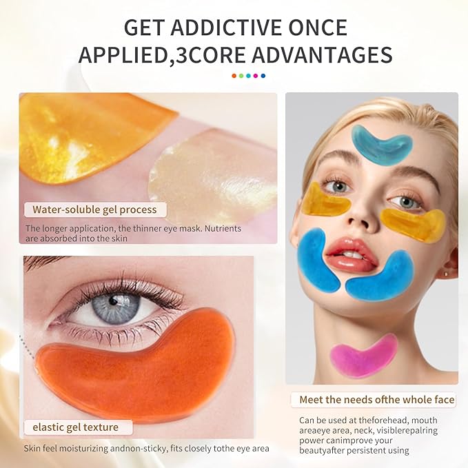 Premium Under Eye Patches, Gel Eye Patches Hydrating & Refresh for Puffy Eyes, Under Eye Bags & Dark Circles, Natural Collagen Eye Gels Pads, Crystal Anti-Aging Eye Mask (Light blue)