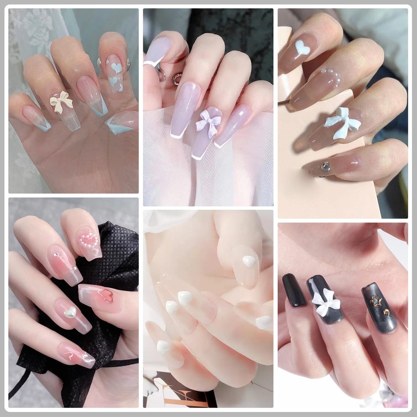 Artdone Nail Art Studs Kit, 12 grids 8 Colors 3D Charms and Pink Mix White Star Heart Moon Cute Nail Jewels for DIY Decoration