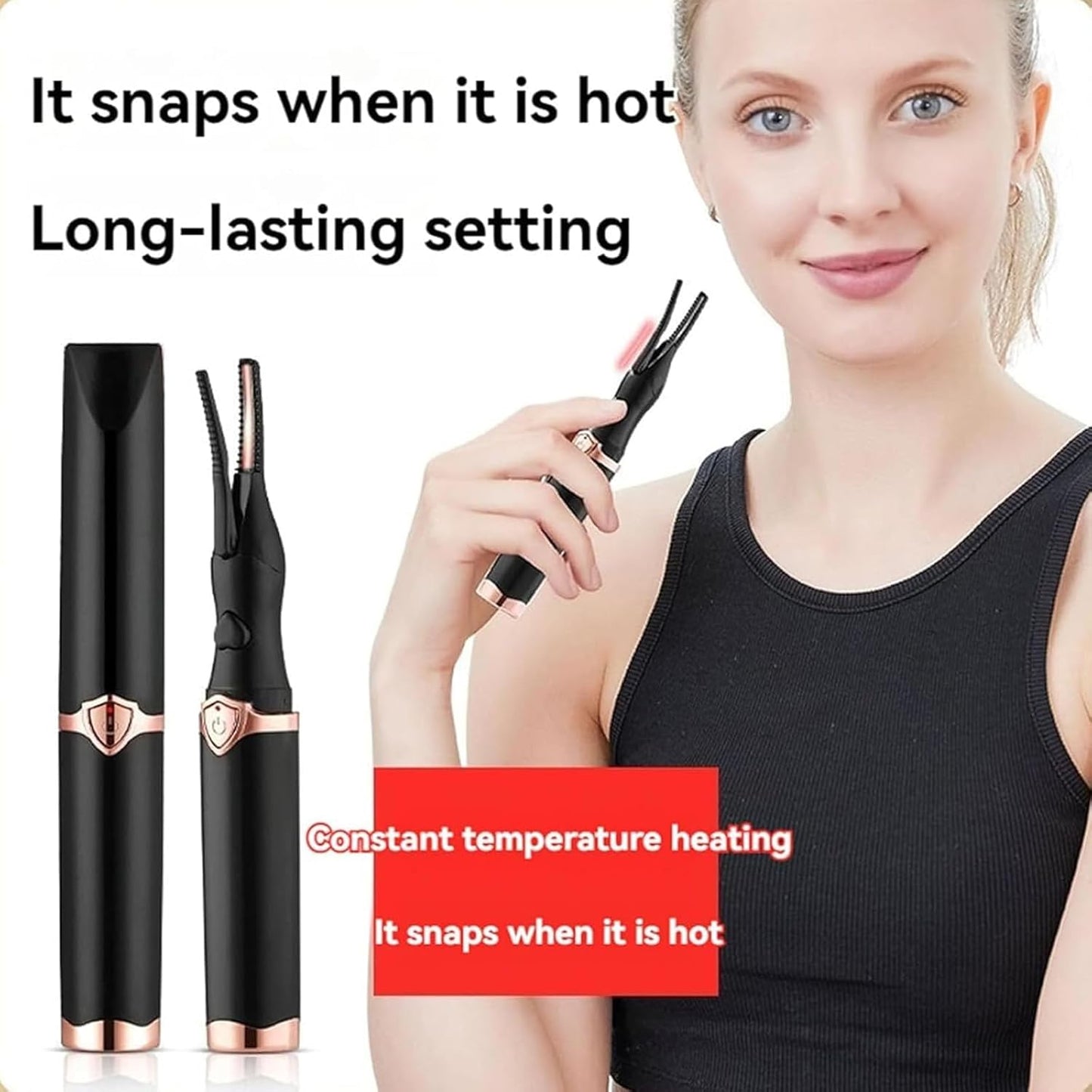 Electric Eyelash Curlers, 2025 New Heated Eyelash Curler, Eyelash Curler for Women, with 8s Fast Heating, 3 Adjustable Temperatures, USB Rechargeable for Long-Lasting Curls (2Pcs Black)