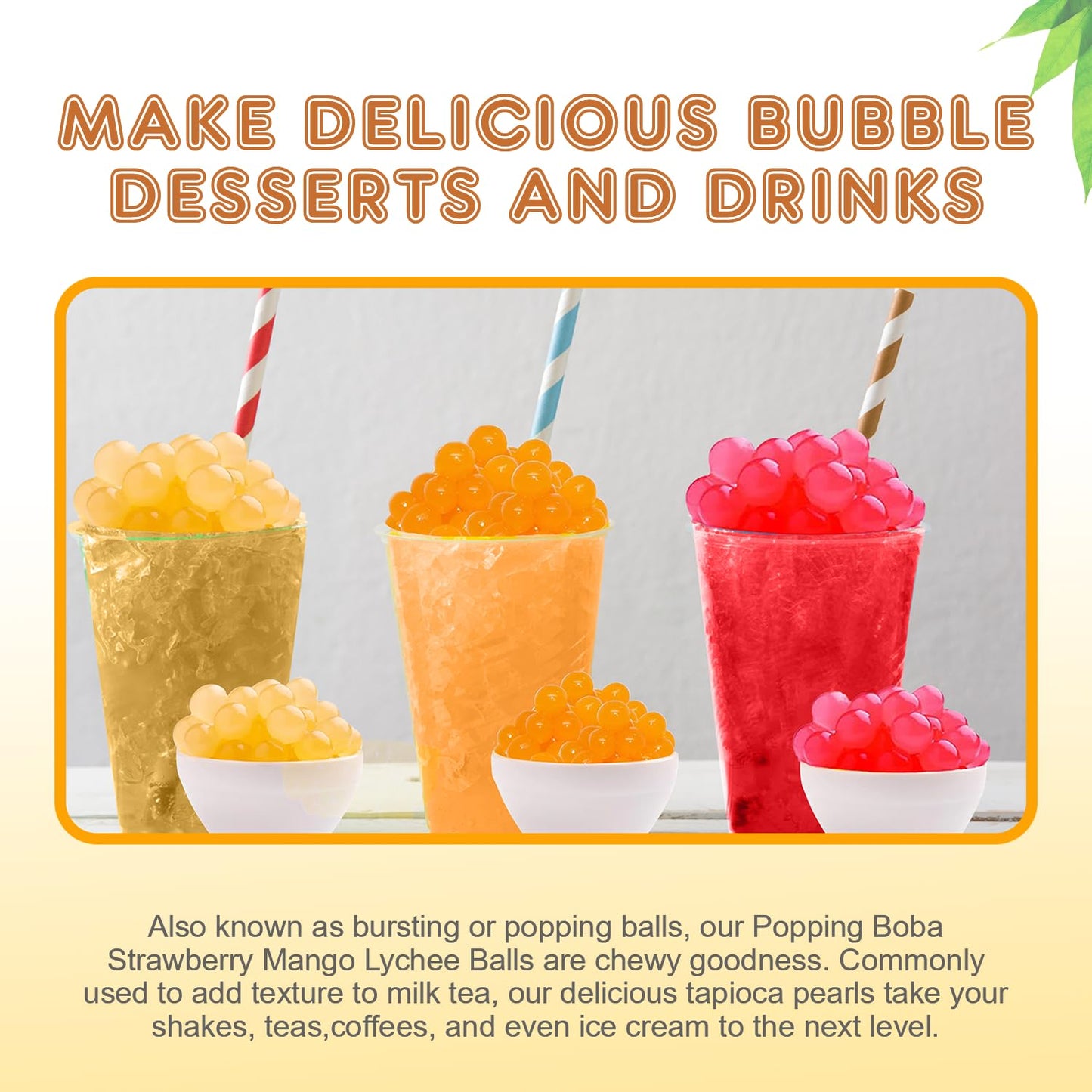 Fanale Strawberry Mango Lychee Popping Boba Pearls, Vegan, Non GMO, Gluten Free, Fat Free, Perfect for Bubble Tea, Smoothies, Ice Cream, Desserts, and Beverages 3 lb (1 lb X 3)