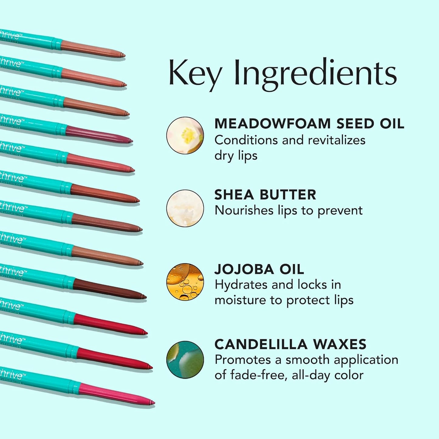 Thrive Causemetics Lip Filler Long-Wearing + Plumping Lip Liner, Shea Butter Hydrating Lip Plumper Retractable Lip Liner Pencil, Built In Sharpener, Vegan & Cruelty Free, Jillian (Apricot)