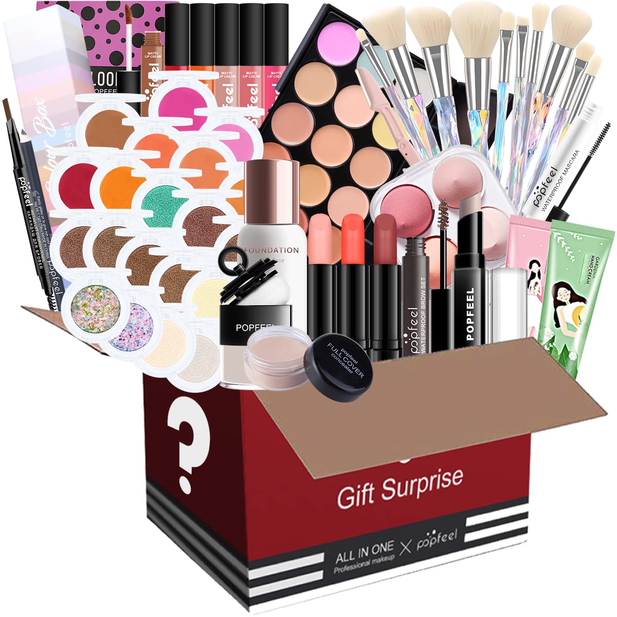 All-in-one Holiday Make up Gift Set | Makeup Kit for Women Full Kit Essential Starter Bundle Include Eyeshadow Palette Lipstick Blush Foundation Concealer Face Powder Mascara Lipgloss Brush