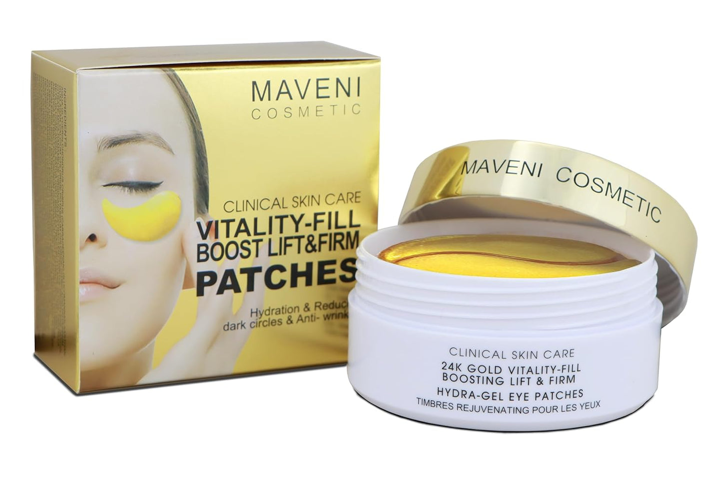 COSMETIC |24k Gold Vitality-Fill Hydra-Gel Eye Patches(30 Pairs) | Help Boosting Lift & Firm the Look of the Eye Area, Anti-Aging Under-Eye Patches