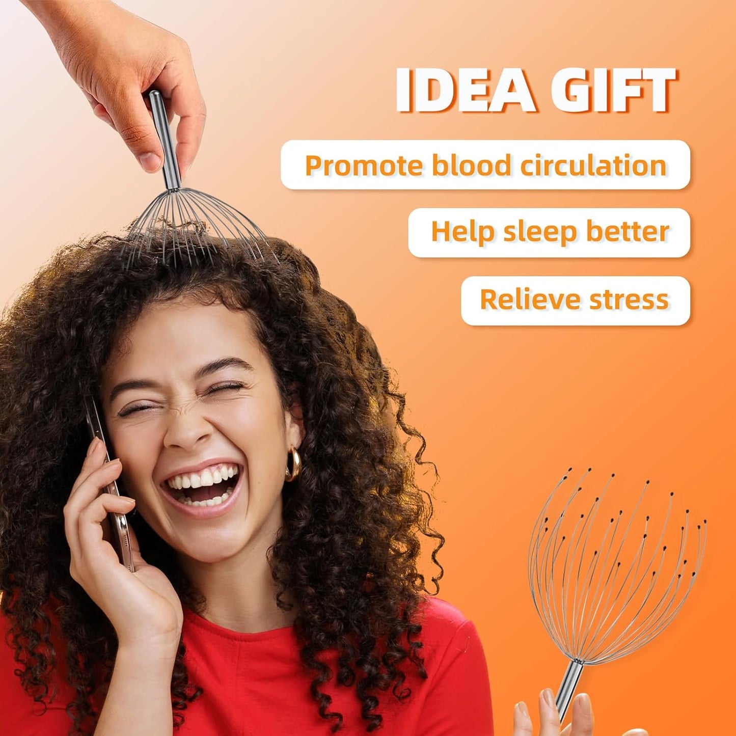 YEZY Head Massager 28 Fingers Head Scratcher Scalp Massager, Back Scratcher, Stocking Stuffers for Scalp Massage Back Massage (Silvery)