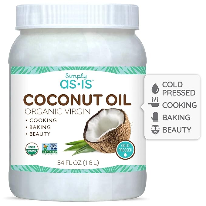 Simply as-is | Cold-Pressed & ﻿Organic Virgin | Unrefined | Coconut Flavor for Cooking & Baking | Deep Moisturizer for Beauty | 54 fl oz