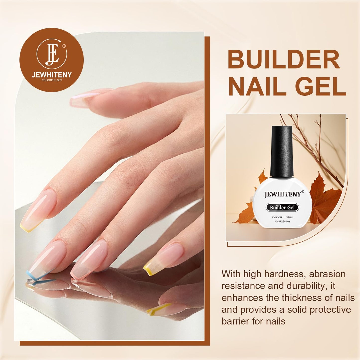 JEWHITENY 10ML Builder Gel Nails Clear Nail Extension Gel Nail Strengthener Long Lasting High Effects Nail Art Design Manicure Need U V Lamp Curing