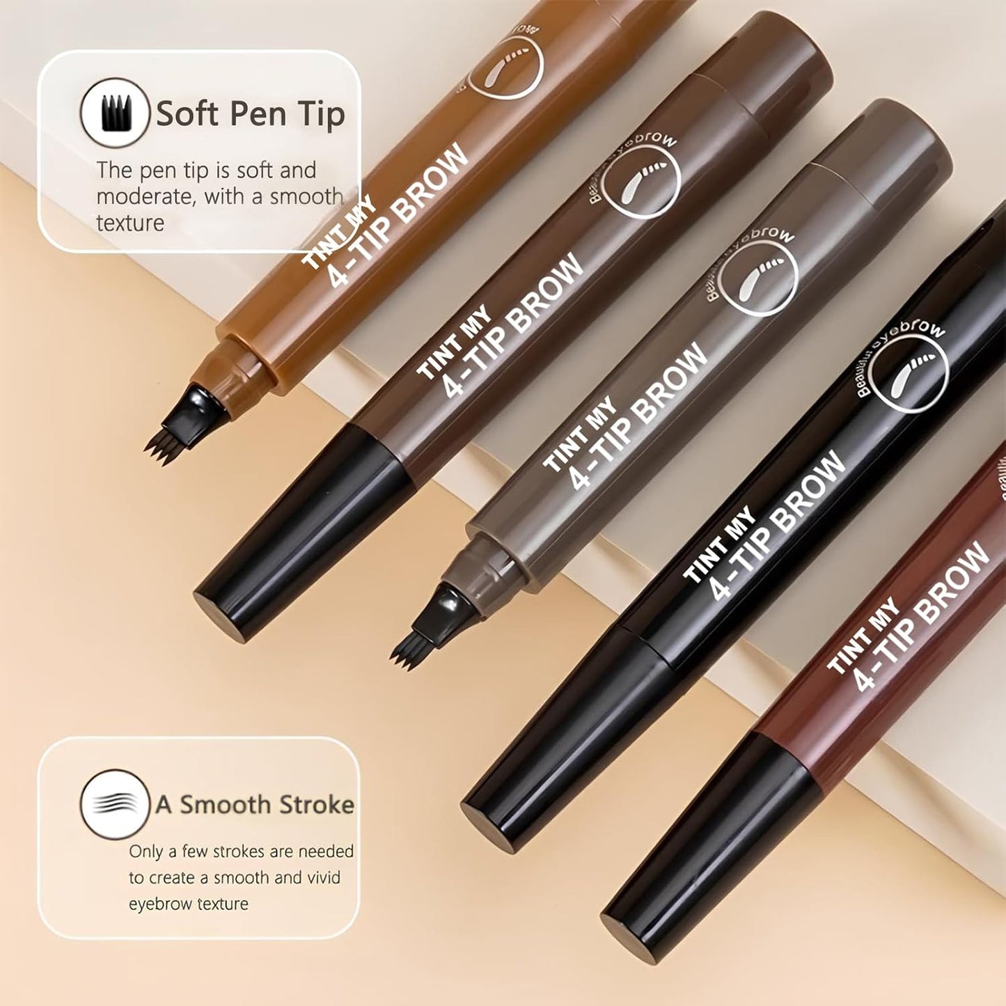 2025 Upgraded Magic Eyebrow Pencil for Women, Long-Lasting Ultra-Fine Tip Waterproof Eye Brow Pencils with 4 Fork, Smudge-Proof Natural Brow Makeup for Women - Dark Brown