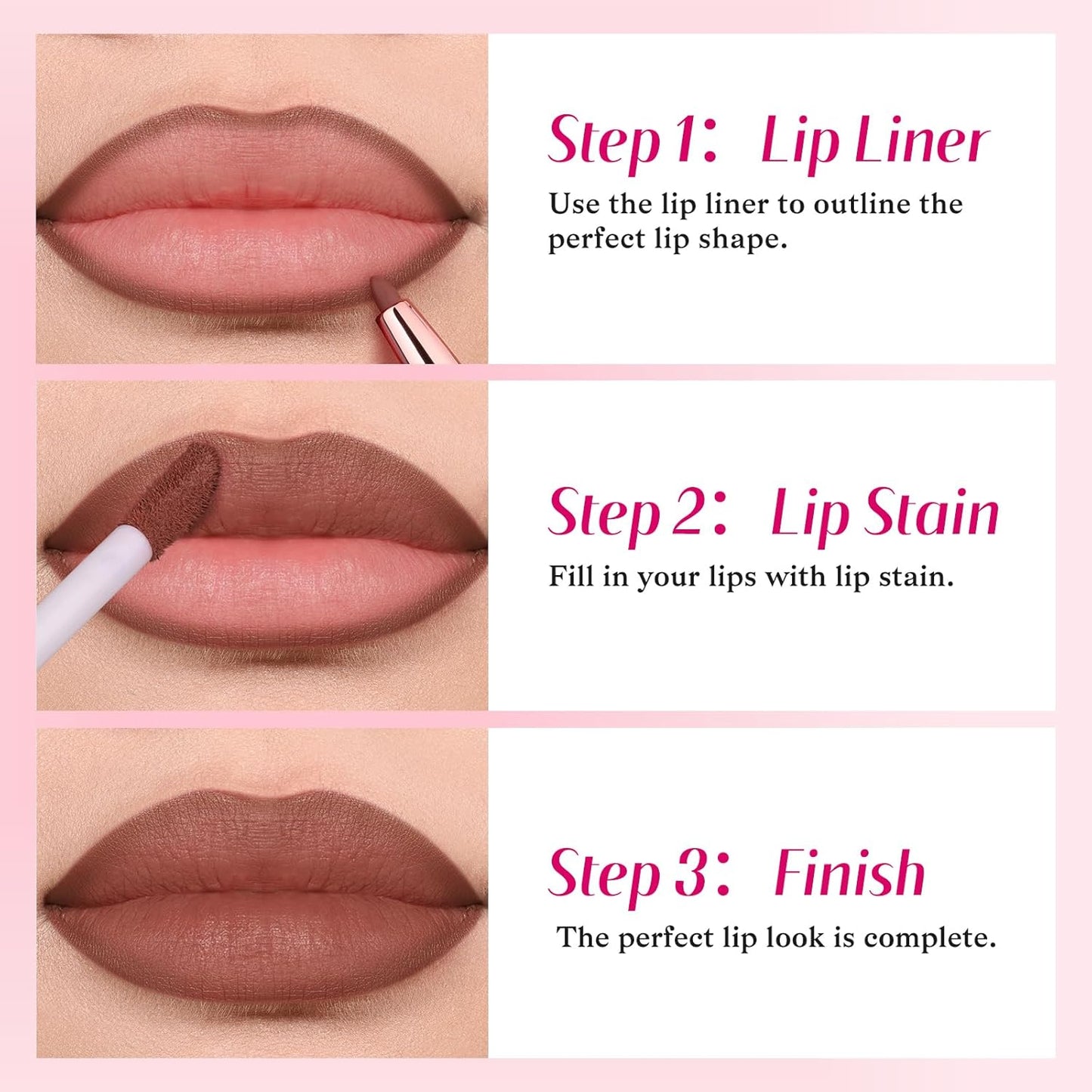 2-IN-1 Lip Liner and Lip Stain, High Pigmented Long Lasting Velvet Lip Tint, Well-Defined Lipliner, Weightless Waterproof Not Animal Tested, Matte Finish Makeup