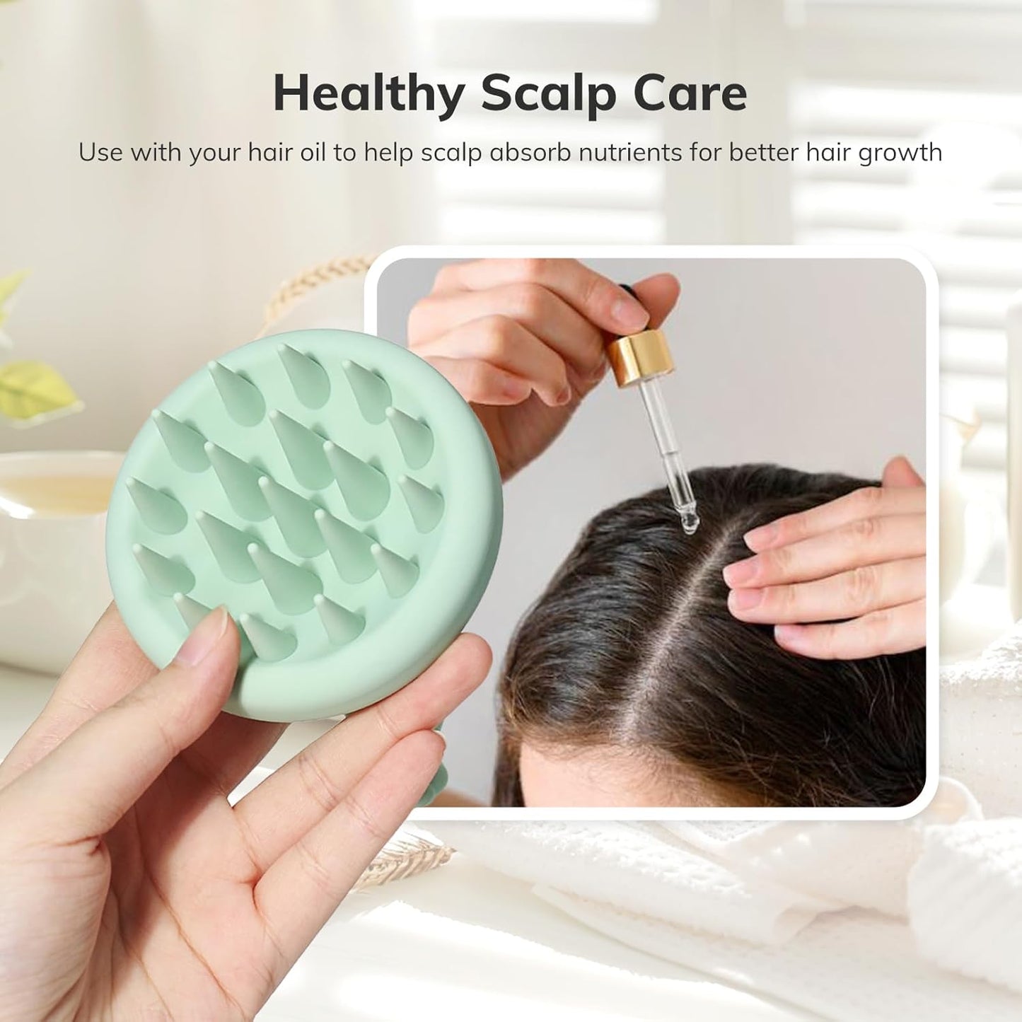 Sndyi Silicone Shampoo Brush with Soft Bristles - Scalp Massager, Exfoliator for Dandruff Removal, Wet/Dry Brush for Hair Growth, Scalp Care, and Hair Scrubbing