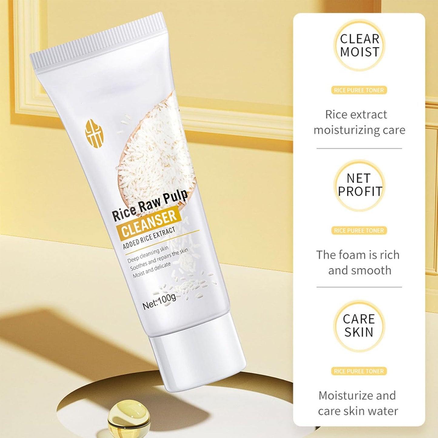 Rice Skin Care Sets, 5Pcs Face Care Set for Women, Moisturize Skin, Smooth Wrinkles & Fine Lines, Improve Skin, Hydrating Skin Care Routine Set with Rice Extract Face Serum, Mask, Cleanser, Eye Cream