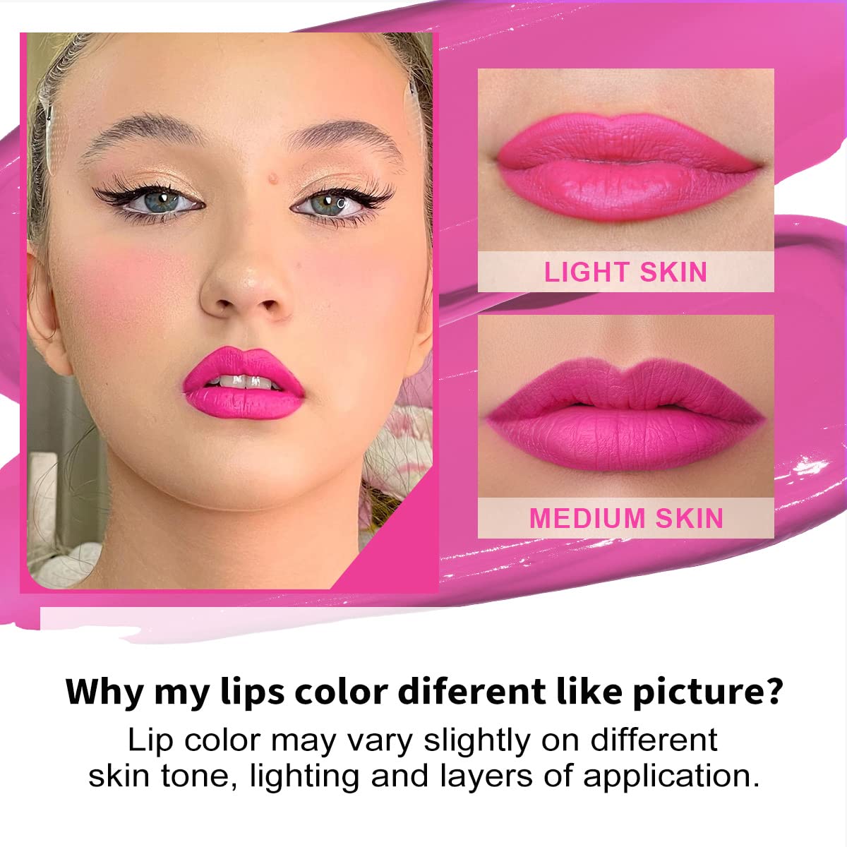 Oulac Pink Matte Lipstick Set for Women，Purple, Orange Lip Stain Long Lasting Waterproof, No Transfer, Creamy High Pigmented Formula with Rose Oil, Vegan & Cruelty-Free (M06+M07+M14)