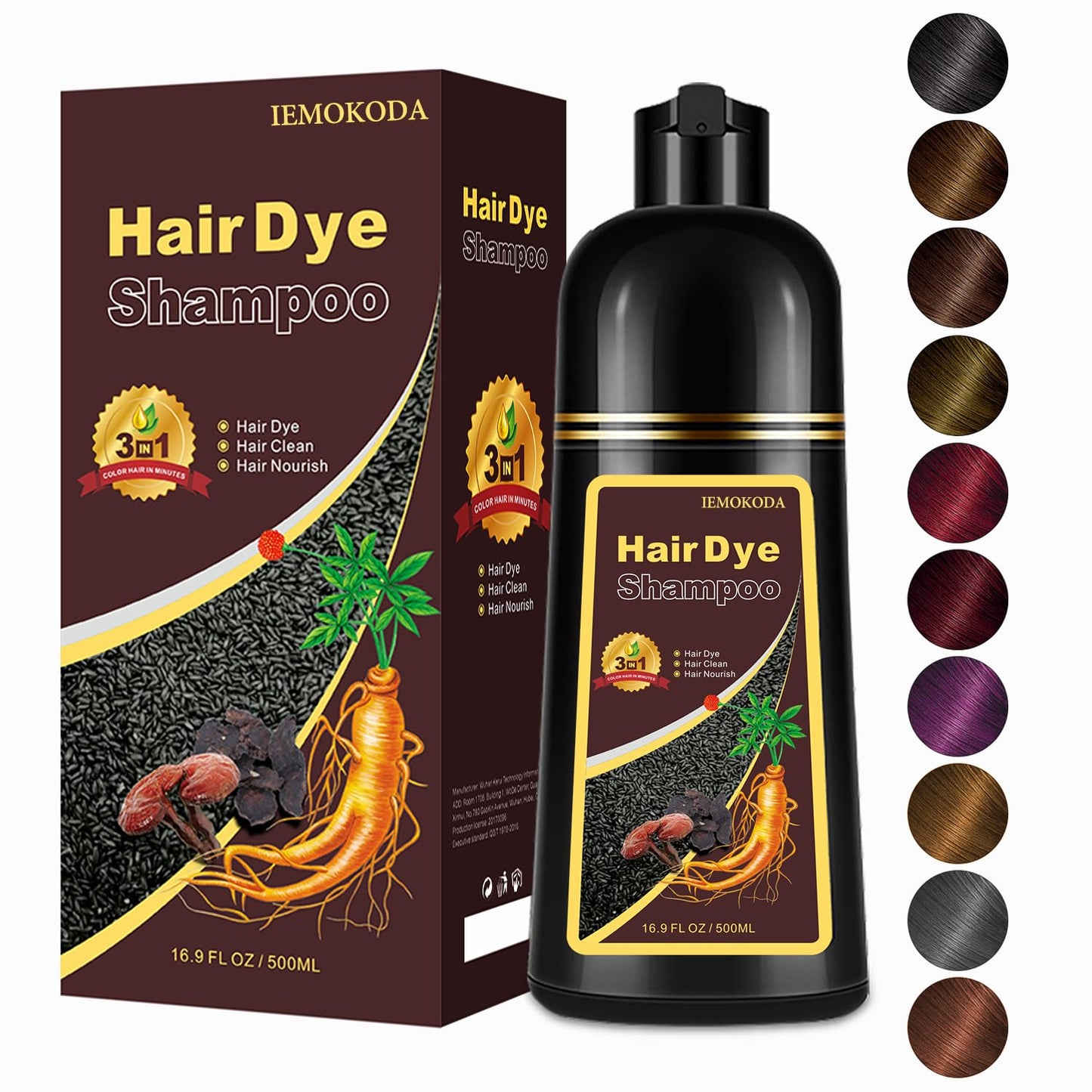 Hair Dye Shampoo 3 in 1, Light Brown Hair Dye 16.9 FL Oz, Hair Shampoo, Semi-Permanent Hair Color Shampoo, Lasts 30 Days (Light Brown)