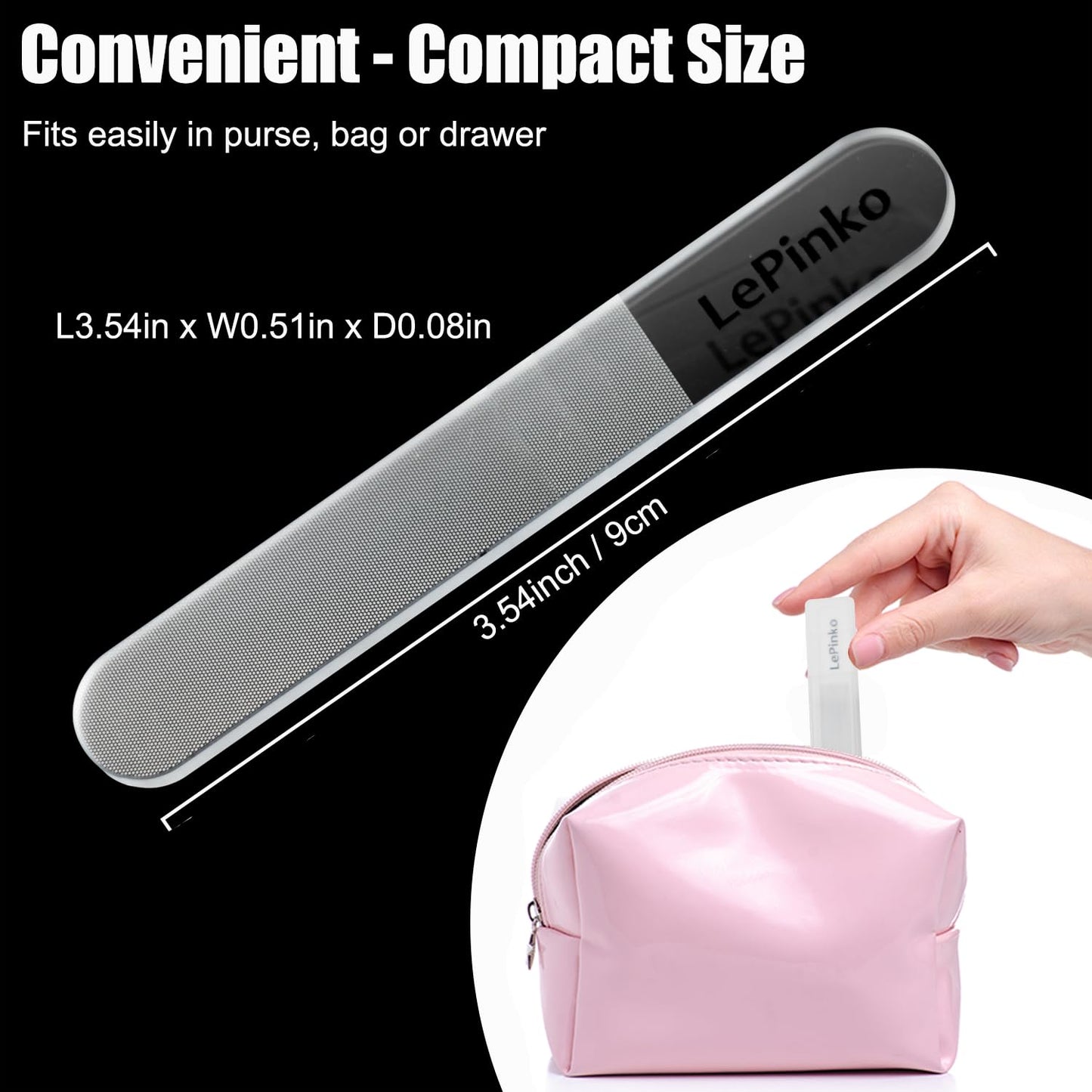 Nano Glass Nail Shiner Kit, Multi-Purpose Nail Buffer for Shaping Buffing and Polishing Natural Nails, Fine Crystal Nail Files Set, Professional Manicure Tools for Home and Salon Use, 2 Pack