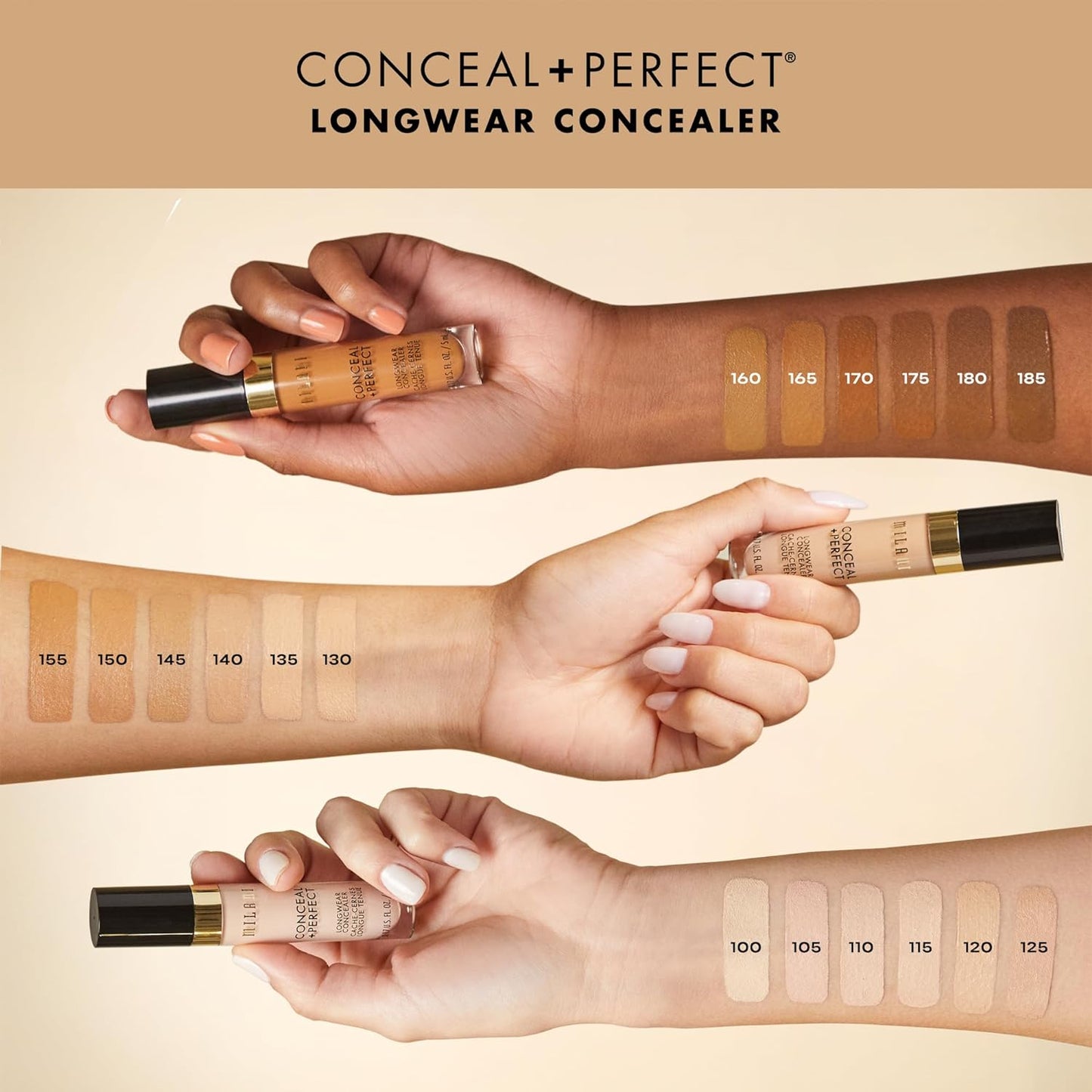 Milani Conceal + Perfect Longwear Concealer - Cool Sand (0.17 Fl. Oz.) Vegan, Cruelty-Free Liquid Concealer - Cover Dark Circles, Blemishes & Skin Imperfections for Long-Lasting Wear