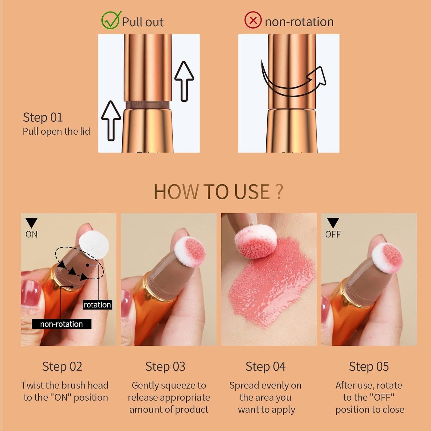 Contour Beauty Wand, Liquid Face Concealer Contouring with Cushion Applicator, Natural Matte Finish, Lightweight Blendable Cream Bronzer Stick Makeup, Cruelty-free（Contour）