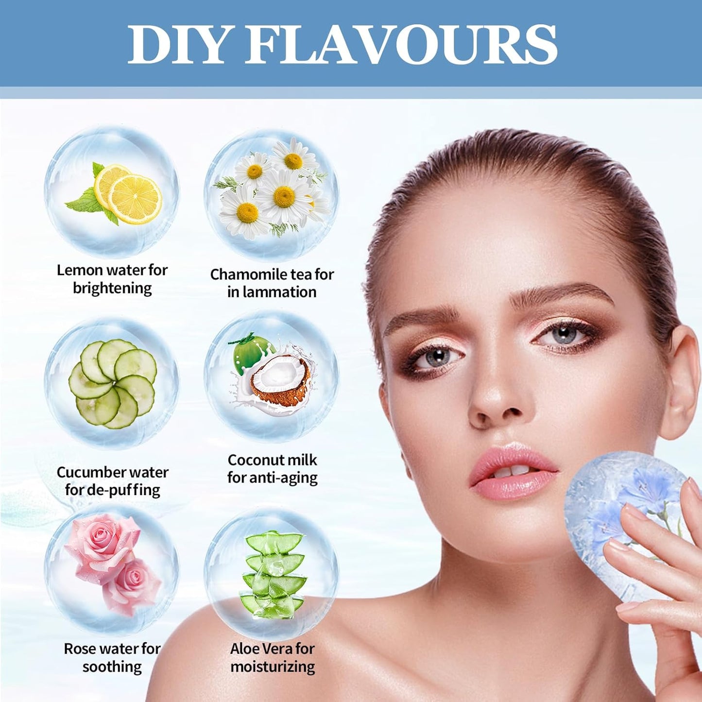 Ice Cube Roller for Face,Eyes and Neck,Reusable Silicone Ice Mold Mermaid Shell Shape for Shrink Pores Anti Wrinkle and Skin Beauty Care,Reduce Migraine Pain,Gua Sha Face Massage Tools (Purple)