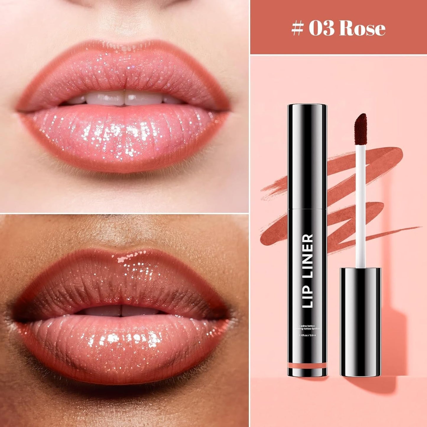 Lip Stain - Long Wear Tattoo Lip Liner, Waterproof & Transfer-proof Peel Off Lip Stain with Matte Finish, Lip Tint For All Skin Types, Great Gifts for Women (Rose)