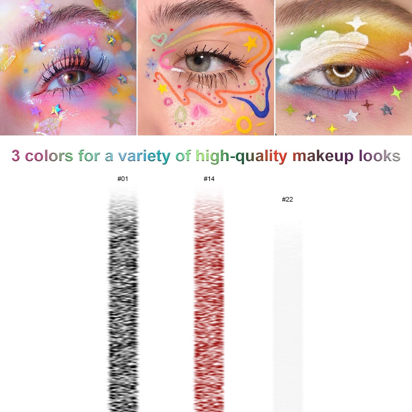 3 Colorful Eyeliner Pen Set, Eye Shadow Pencil, Pearl Eyeliner Kit Metallic Glitter Colored Eye liner for Women Eye&Lip Liner Professional Waterproof Eye Makeup (3PCS C)