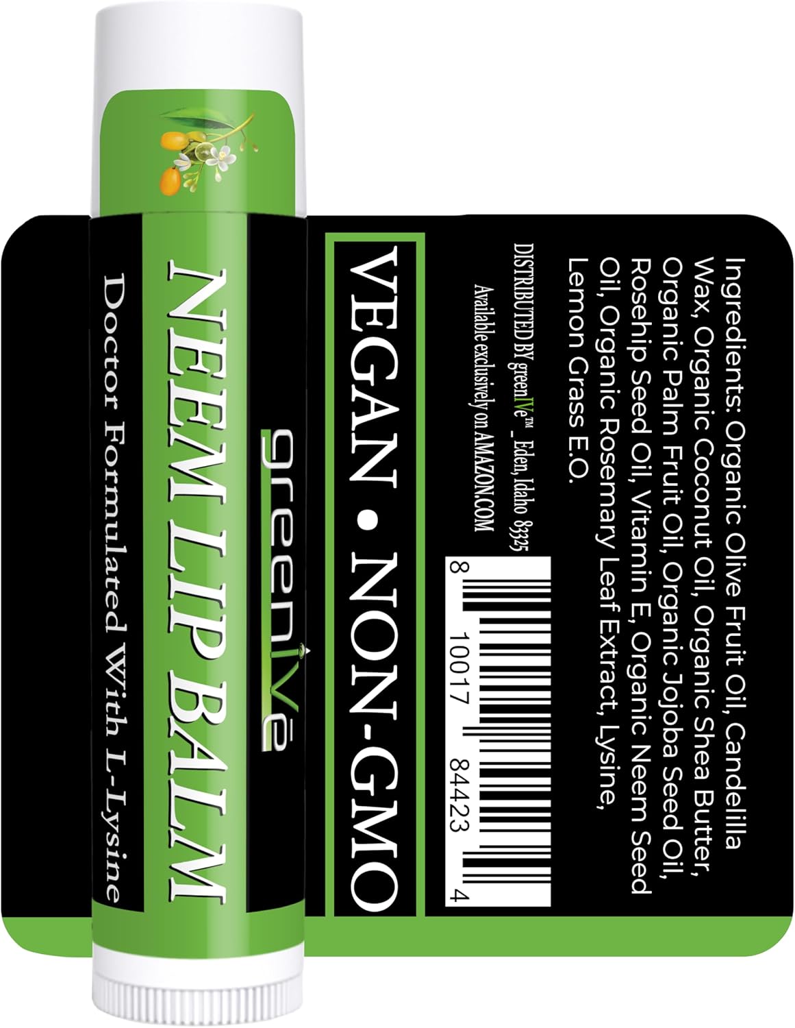 GreenIVe Neem Lip Balm, Vegan Lip Moisturizer with L-Lysine, Soothe and Soften (3)