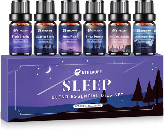 Sleep Essential Oils, Essential Oil Blends for Diffusers for Home (Relax, Stress Relief, Fresh Breathe, Sweet Dreams) Candle Making Scents, Relaxation Gift for Women and Men