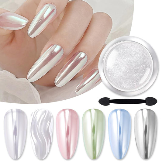Born Pretty Silver Chrome Nail Powder Super Glossy Mirror Effect Metallic Nail Powder Nail Glitter Manicure Pigments for Nail Art Design