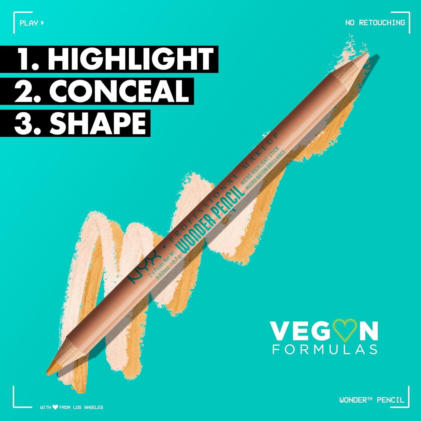 NYX PROFESSIONAL MAKEUP Wonder Pencil, Multi-Use Micro Highlighter & Concealer Stick - Deep (Pack of 2)