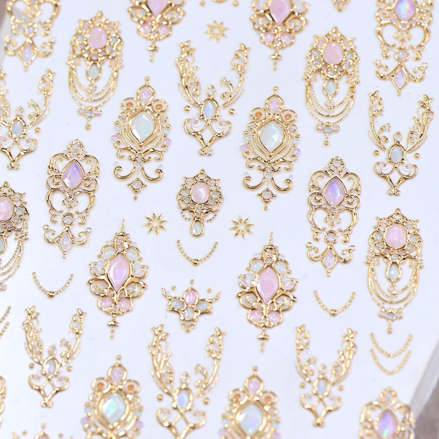 1 Sheets Gold Nail Stickers for Nail Art Holographic Laser Embossed Nail Art Stickers Gems Designs Nail Decals 5D Self-Adhesive Summer Fall Nail Decoration for Women Nail Supplies