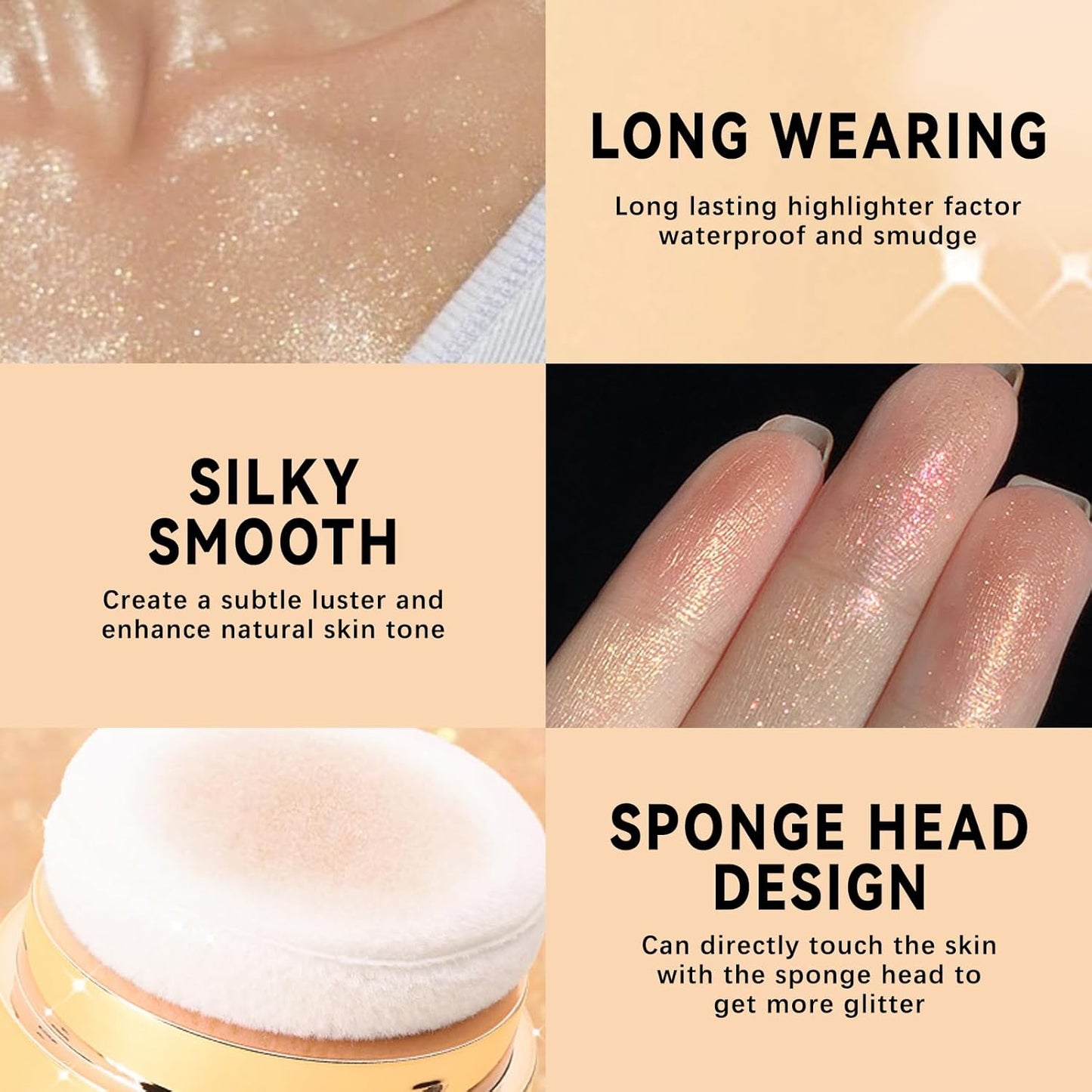 Polvo De Hadas Body Highlighter Powder, Face Brightening Shimmer Body Glitter Contour Patting Powder, Sparkling Blush Highlighter Powder for Face Eyes Body Glow Makeup, B# Golden Brown