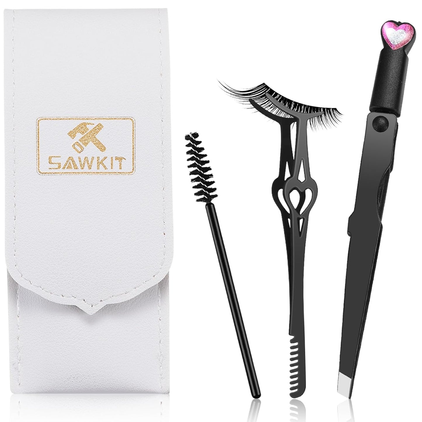 Eyelash Applicator Tool – 3-in-1 Lash Applicator Tool Set with Eyelash Extension Tweezers, Brush – Professional Eye Lash Applicator Tools for DIY Eyelash Extensions, Cluster Lashes
