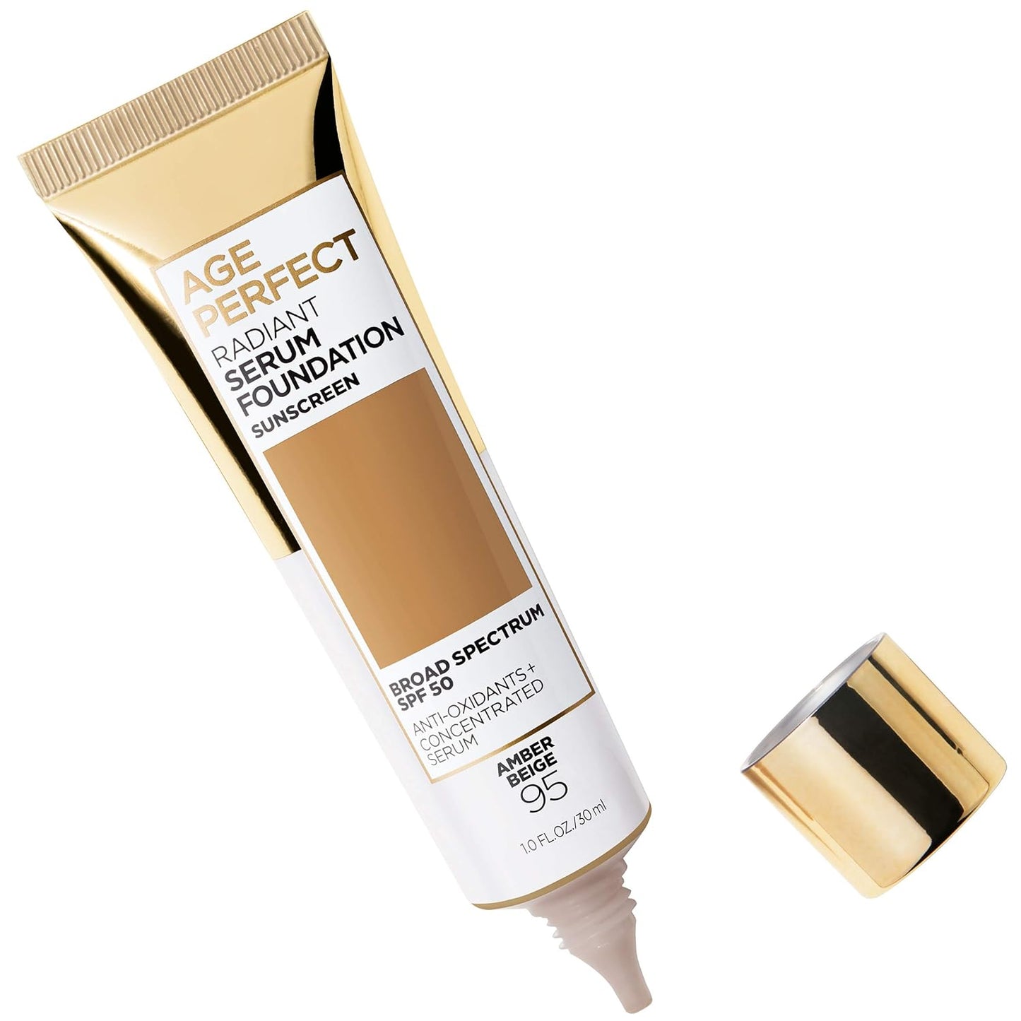 L'Oreal Paris Age Perfect Radiant Serum Foundation with SPF 50, Amber Beige, 1 Ounce