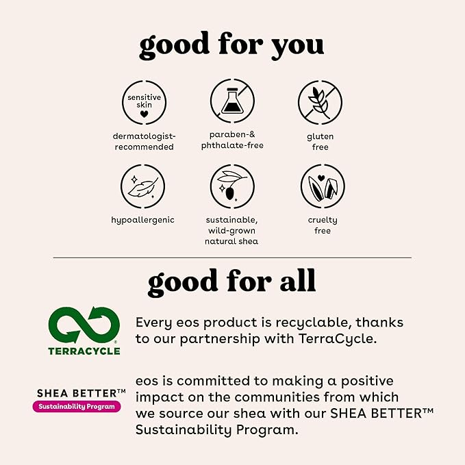 eos 100% Natural & Organic Lip Balm Sphere- Vanilla Bean, All-day Moisture, Dermatologist Recommended for Sensitive Skin, Lip Care Products, 0.25 oz