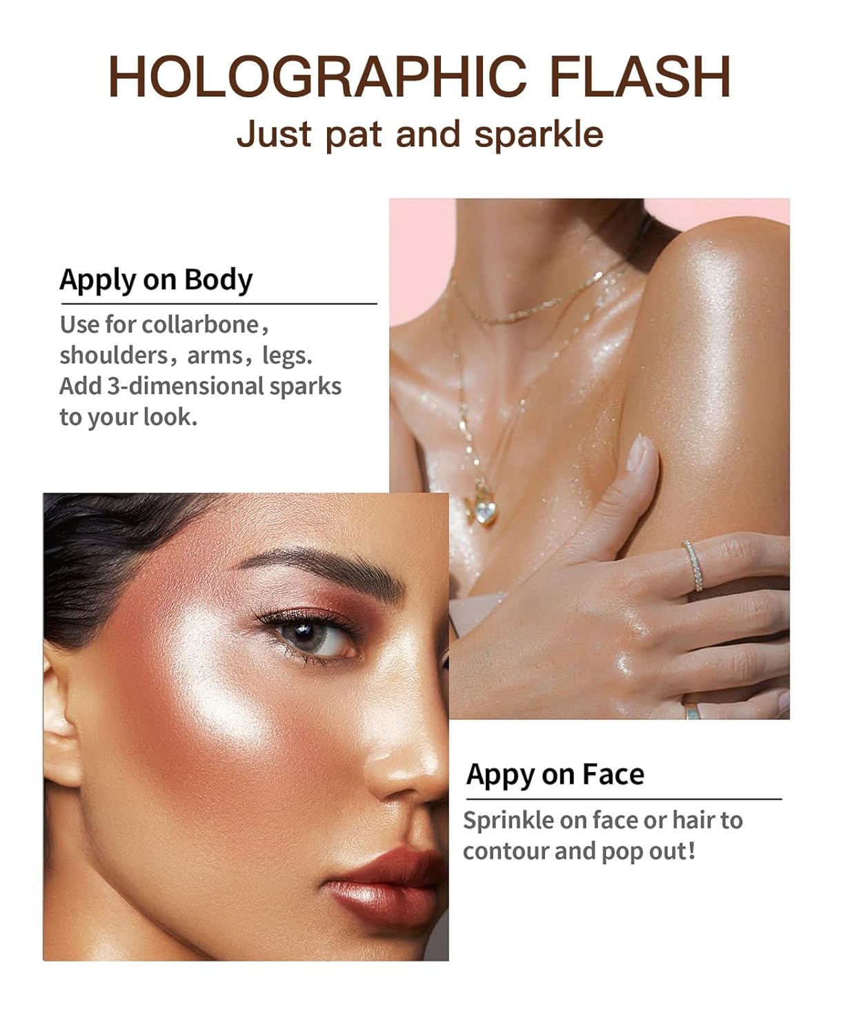 Fairy Highlight Puff Stick Highlight Patting Powder - Multi-Functional Shimmer Powder for Illuminating and Brightening Your Face and Body (#02 Pink)