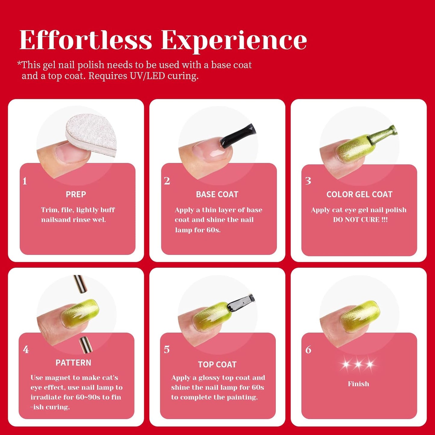 Red Cat Eye Gel Nail Polish - Perfect for DIY at Home & Ideal Gift for Nail Art Lovers!