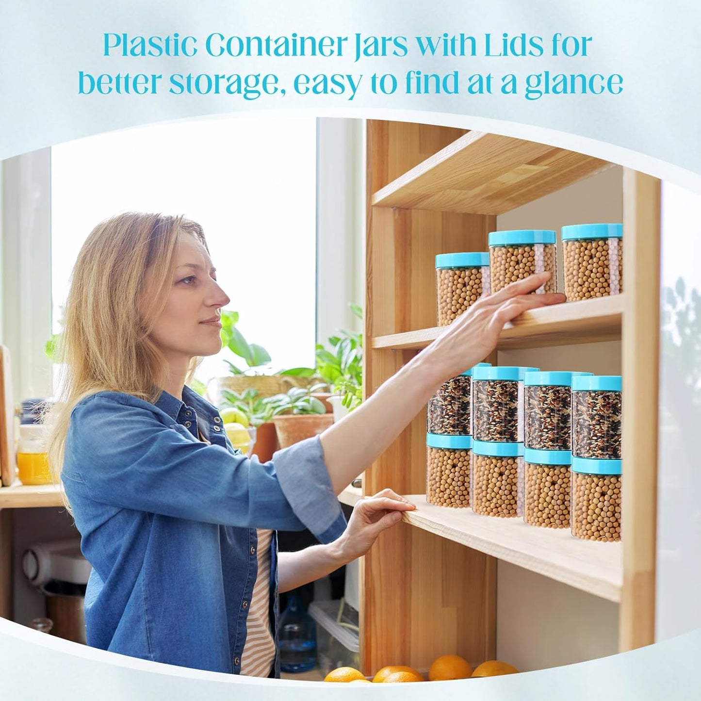 Patelai 4 Pieces Round Wide-mouth Leak Proof Plastic Container Jars with Lids for Travel Storage Makeup Beauty Products Face Creams Oils Salves Ointments DIY Making(16 Ounce,Blue)