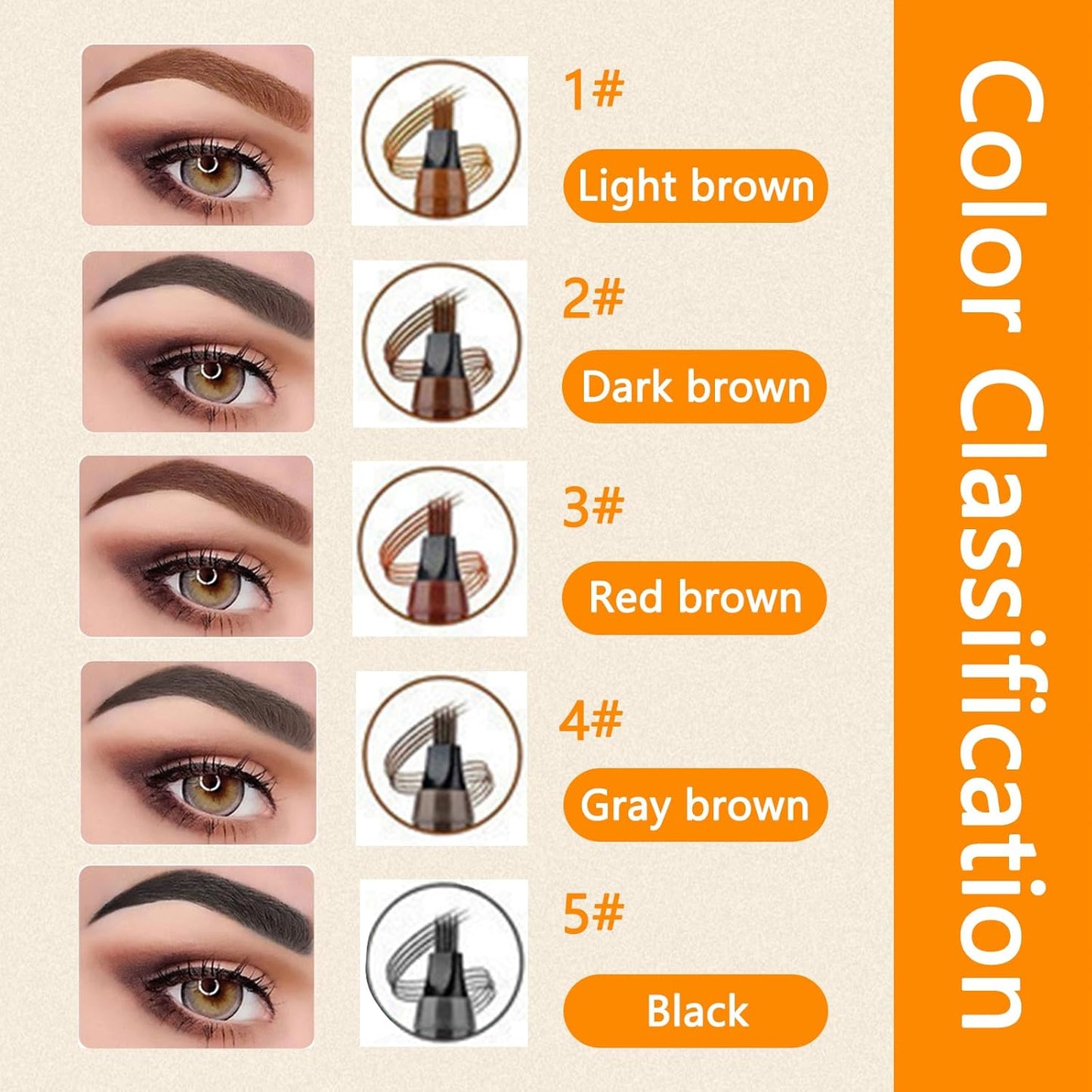 2025 Upgraded Magic Eyebrow Pencil for Women, Long-Lasting Ultra-Fine Tip Waterproof Eye Brow Pencils with 4 Fork, Smudge-Proof Natural Brow Makeup for Women - Gray Brown