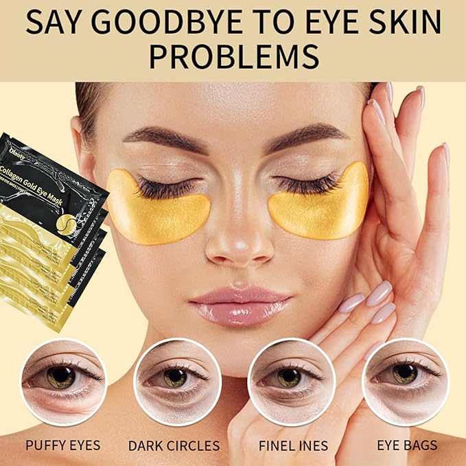 Under Eye Patches for Puffy Eyes (30 Pairs),Golden Under Eye Mask for Dark Circles and Puffiness,Gel Crystal Collagen Skin Care Products Eye Patches Effectively Moisturizing Nourishes,Travel Eye Mask