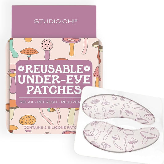 Studio Oh! Reusable Under-Eye Patches, Puffy Eyes Treatment and Under Eye Masks Skincare, 100% Silicone Eye Patches, Pairs with Favorite Serums or Creams, Mushroom Melody