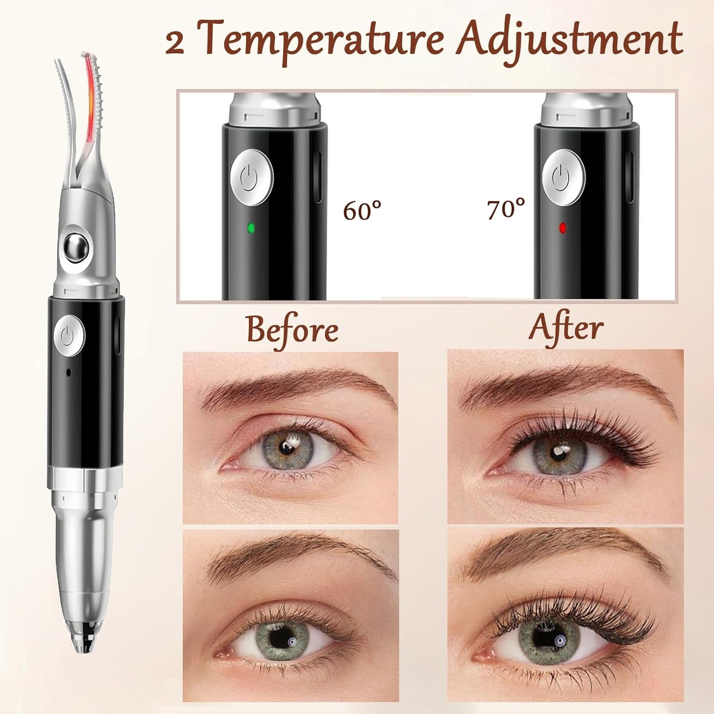 2 in 1 Heated Eyelash Curlers and Eyebrow Trimmer for Women, Electric Eyelash Curler with 2 Temperature Modes Anti-Burn USB Rechargeable Heated Eyelash Curler, Ideal Gift for Women XIN613