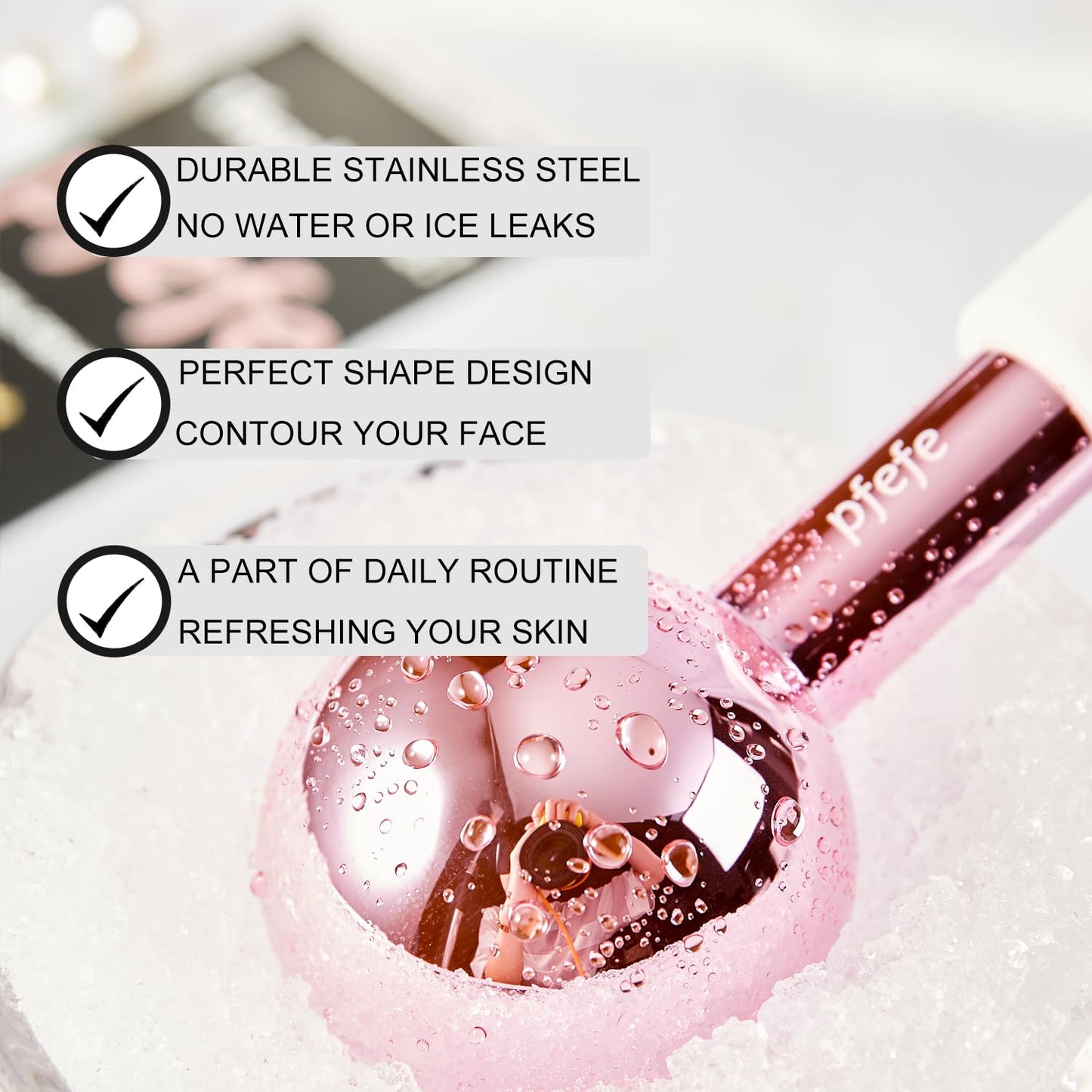 Ice Globes for Face & Eyes, Unbreakable Stainless Steel Cryo Sticks for Beauty Routines, Facials Cold Roller Colling Globes for Puffiness, Wrinkles, Dark Circles, Headaches