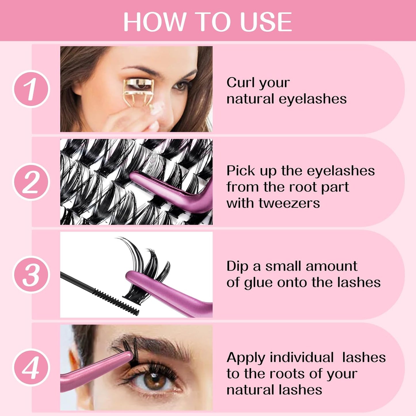 280 Pcs Individual Lashes 50D Mixed Lash Clusters 14 Rows Cluster Lashes that Look Like Eyelash Extensions DIY Lash Extension Self Application At Home (50D-D-14-20mix)