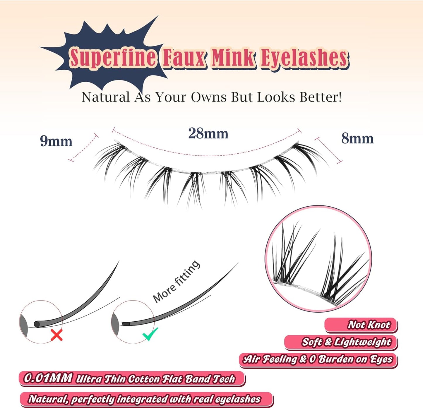 Lashes Natural Bottom Lashes 9mm Lower Strip Lashes Extention False Eyelashes Natural Look Wispy Bottom Eyelashes Fake Lashes Pack 7 Pairs