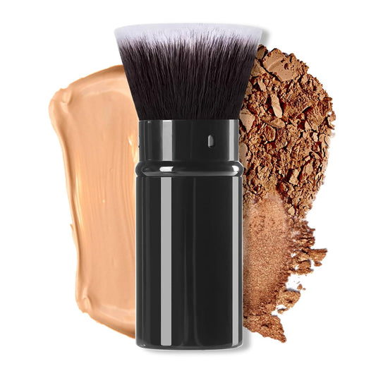 Makeup Brush, Retractable Travel Kabuki Powder Foundation Makeup Brush Face Blush Brushes for Blending Liquid, Flawless Cosmetics, Bronzer, Buffing, Sunscreen,