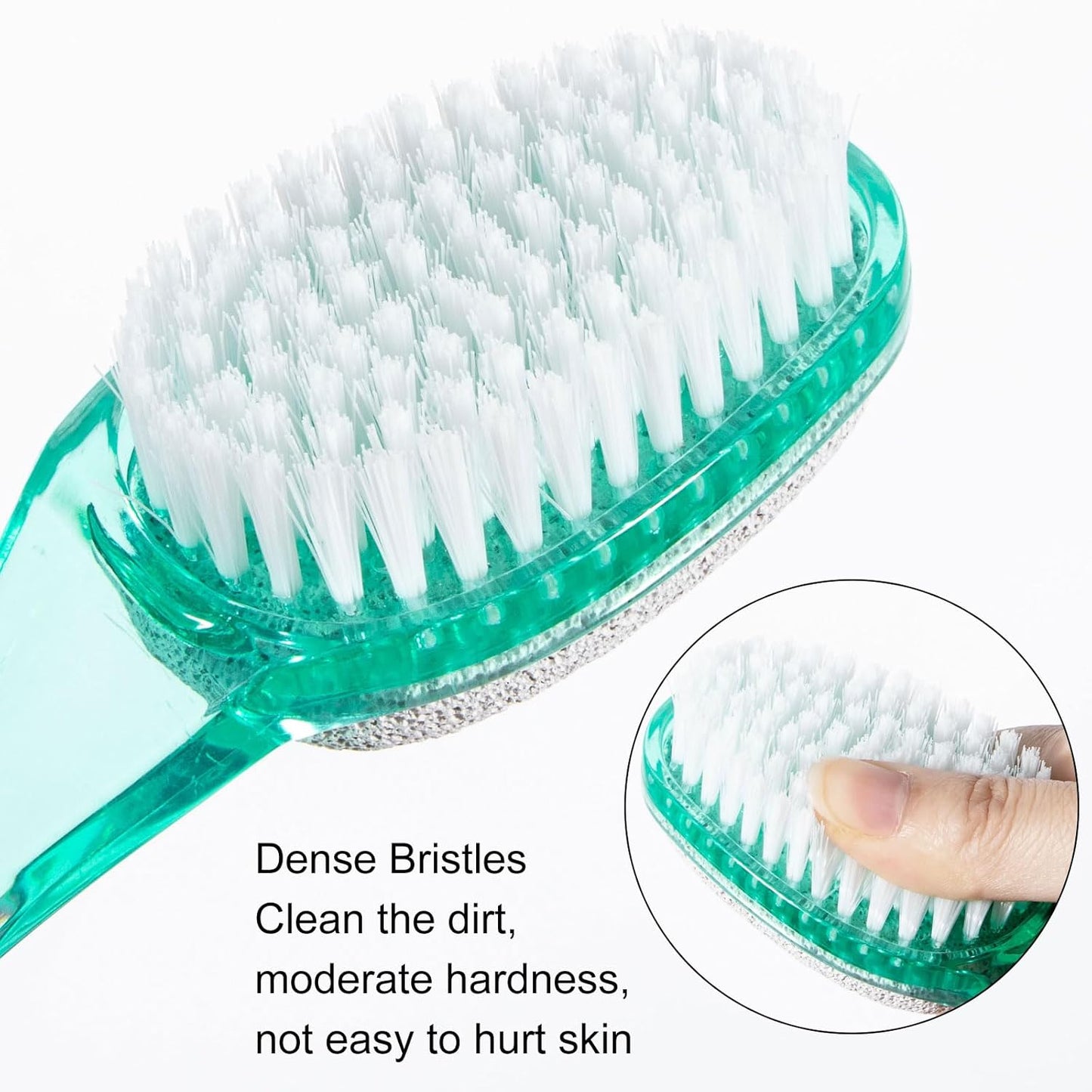 2 Pcs Foot Brush for Shower with Handle 2 in 1, Ooloveminso Large Foot Pumice Stone Brush Scrubber Foot File Calluses Remove Suitable for Horniness Foot Spa, Foot Care Smooth Skin (Green)