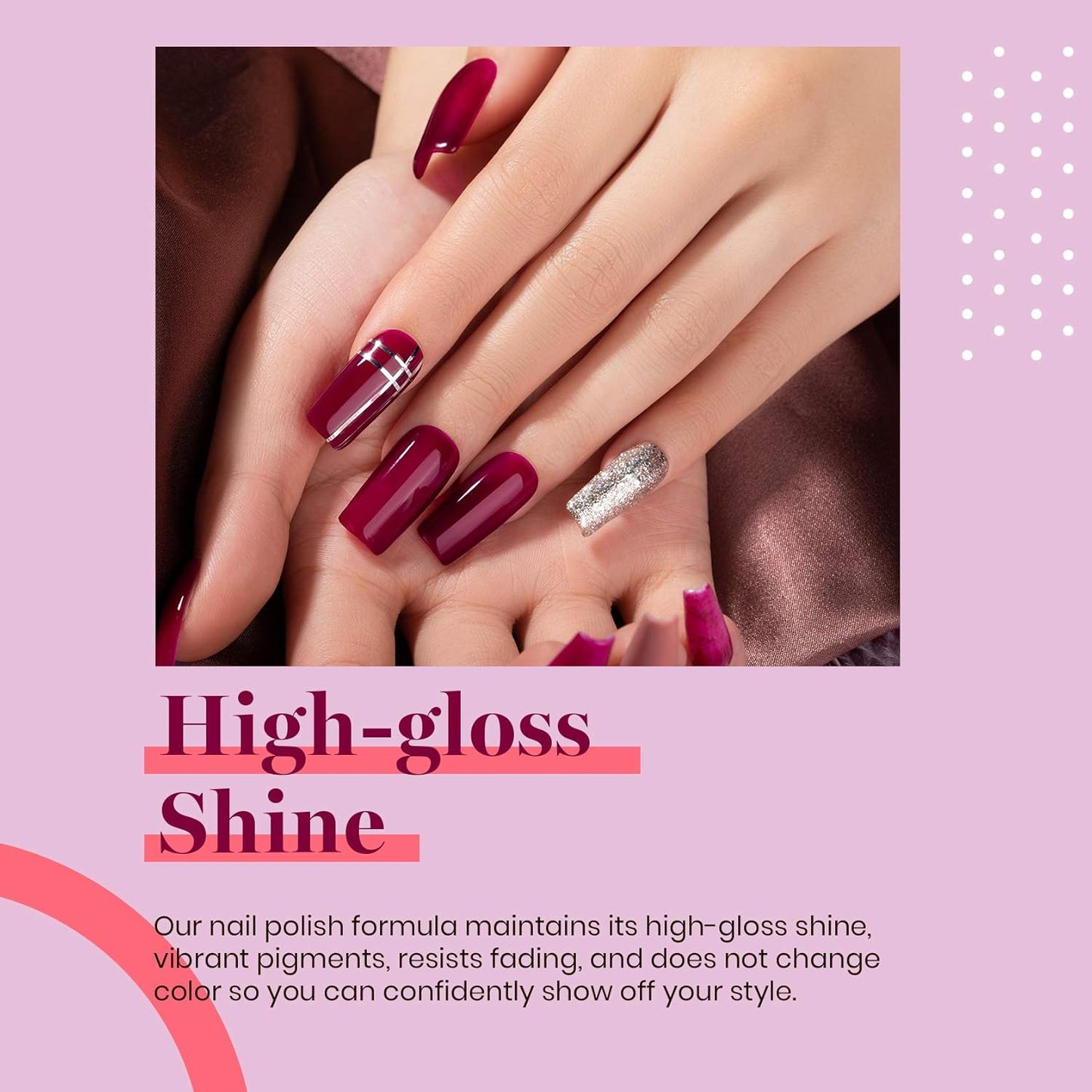 Beetles Wine Red Gel Nail Polish, Burgundy Red Plum Fall Gel Polish Soak Off Uv LED Lamp Nail Art Manicure Salon DIY Design at Home Gifts for Women 0.51 Fl Oz