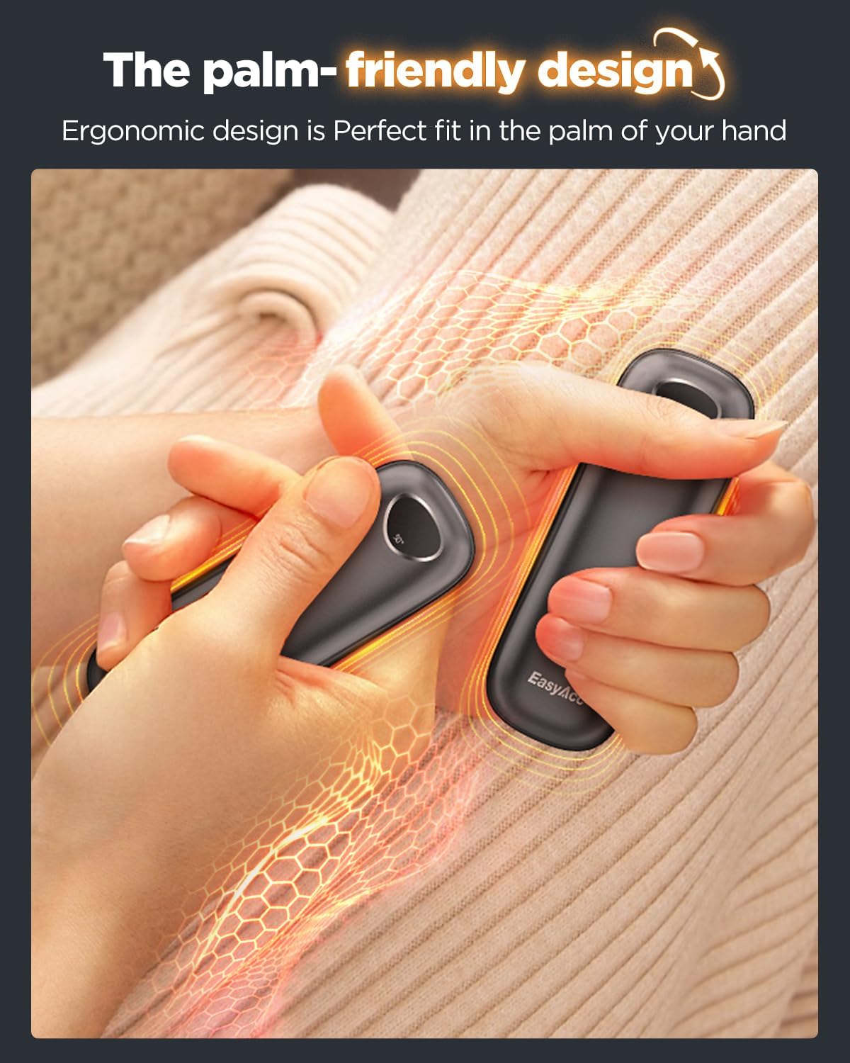 EasyAcc® Pocket Size Hand Warmers Rechargeable, Golf Hunting Hand Warmers, Real 16 Hrs Warmth, Heat Up to 131℉, UL Certified, Gloves Fitting, Golf Raynauds Skiing Essentials, Gifts Women Men